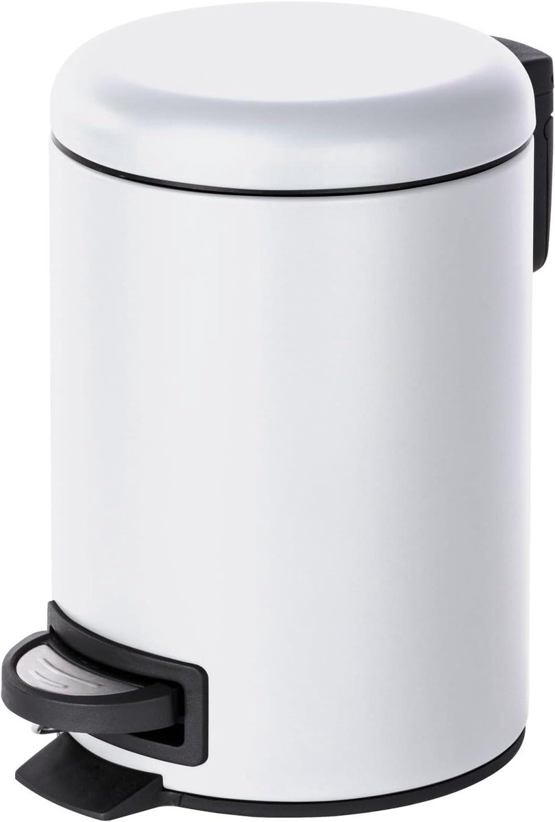 Pedaalemmer - Afvalbak - Cosmetica - Soft-close mechanisme - 3 liter - Wit mat
