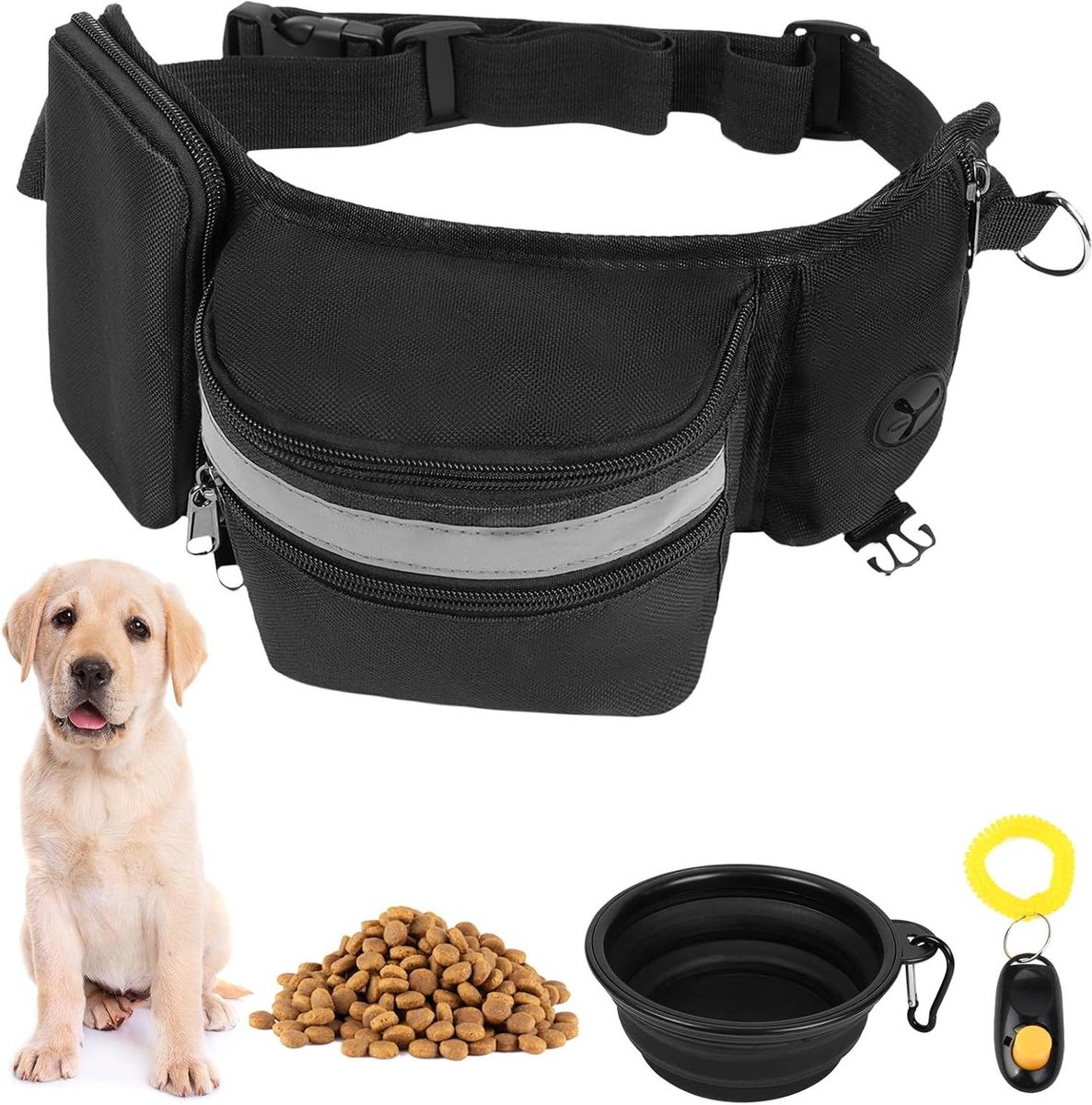 Honden Trainings Tassen - Honden Snacks Houder - Hondentraining Buiten - Multifunctioneel Ontwerp - 3 Stuks - Zwart
