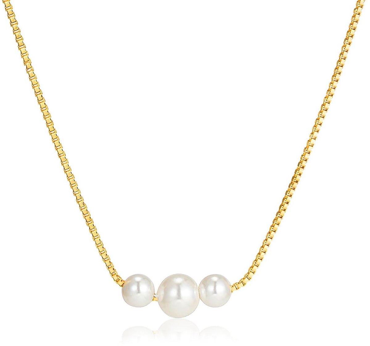 Dames Halsketting met Parel & 14K Vergulde Ketting, Trendy Gouden Ketting voor Vrouwen, Waterdichte Parelketting