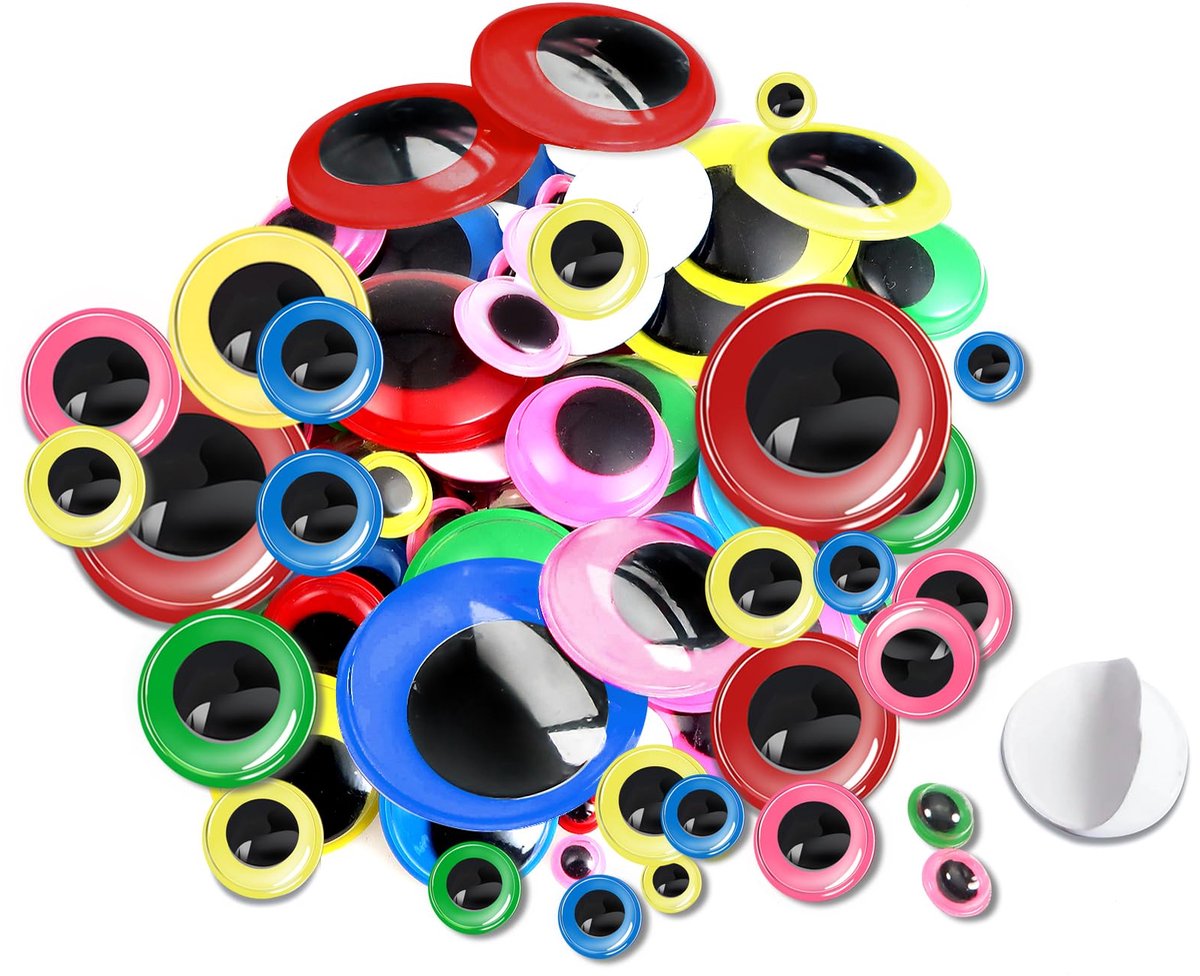 100 stuks Zelfklevende Wiebelogen Ronde Kleurrijk 6 tot 35 mm Kunststof Googly Eyes voor DIY Scrapbooking Ambachten Speelgoed Accessoires