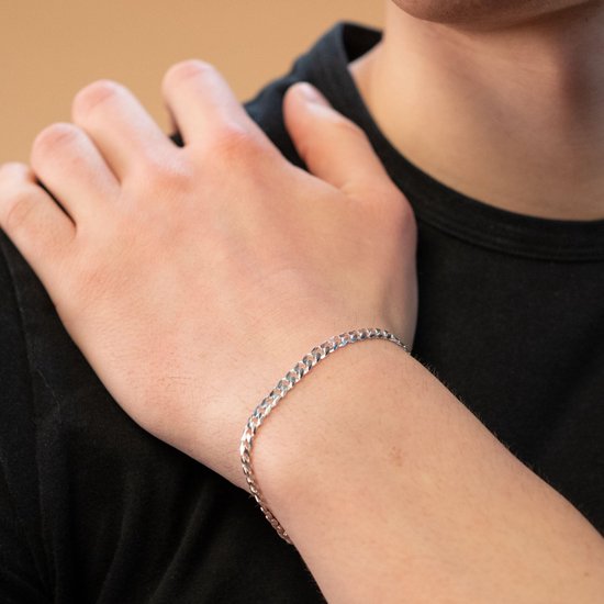 Elegante armband voor heren bestaande uit een met diamanten bezette pantserketting (Cuban), 925 echt zilver, breedte 7 mm, lengte 19, 20,3 of 21,6 cm, Made in Italy — afbeelding 5