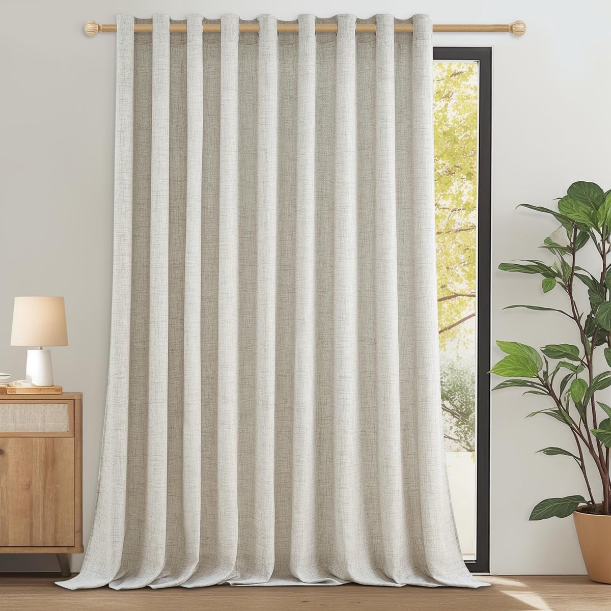 Gordijnen, linnen, halftransparant, voor woonkamer, grote ramen, 240 cm lang, 300 cm breed, 1 stuk, landhuisgordijn, slaapkamer, gordijnen met ogen, linnenlook, 1 stuks