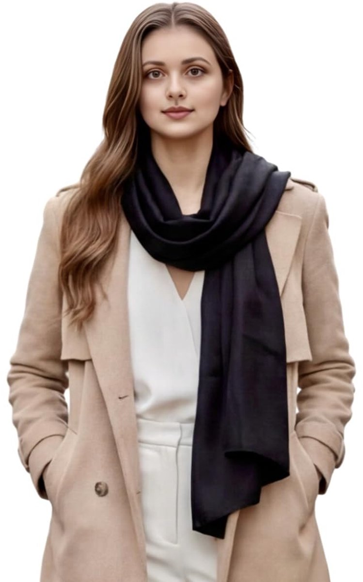 zijden sjaal 100% zijde halsdoek sjaal effen kleur wit zwart 180 x 90 cm effen kleur voor pak formele gelegenheden stola zakelijke stijl cadeau voor jou