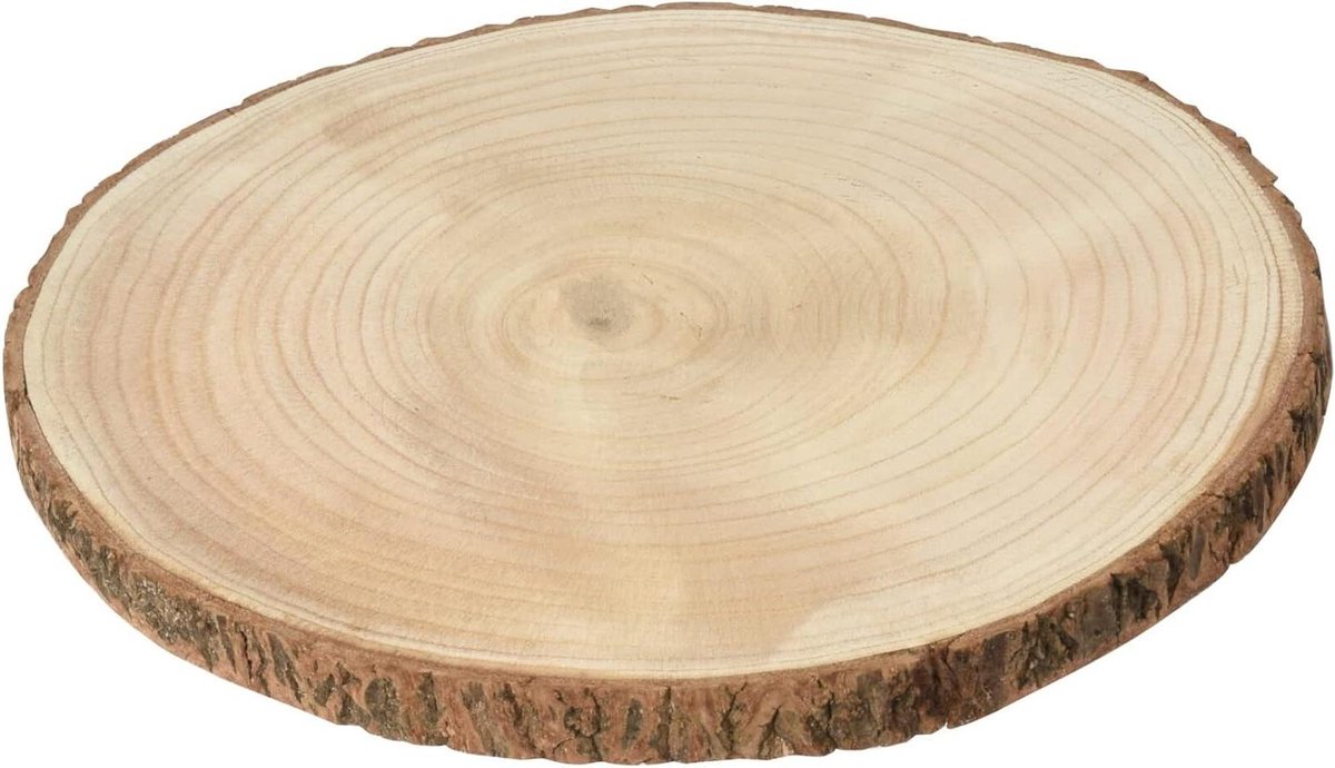 Decoratieve Schijf - Houten Plateau - Tafel Decoratie - Uniek Natuurproduct - Diameter 30 cm - Natuurlijk Hout