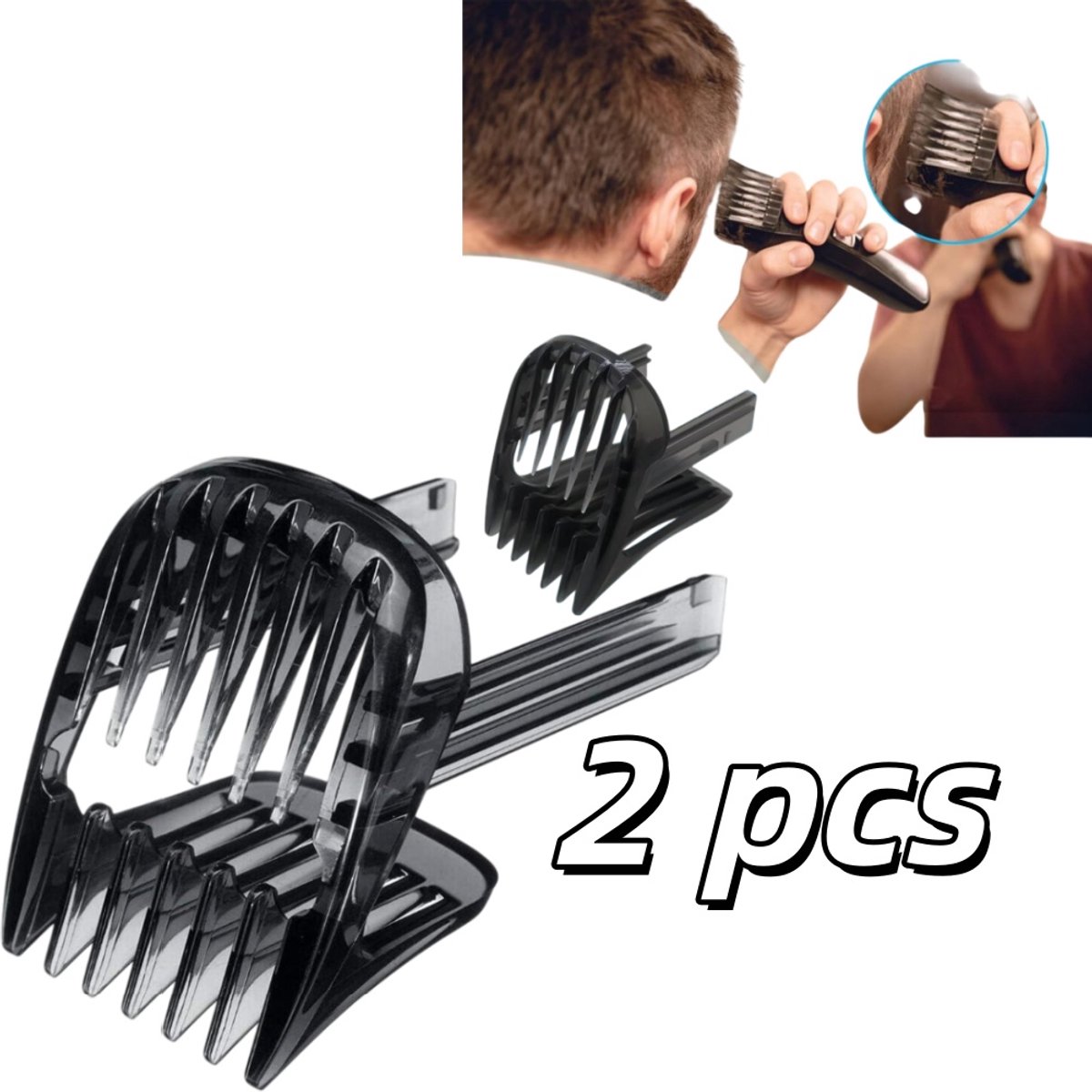 2 stuks Haartrimmerkam - Verstelbaar 1-7 mm - Opzetkam - Positioneerkam - Universele maat - Compatibel met Philips HC9450/9490/9452/7460/7462 haartrimmers - Zwart