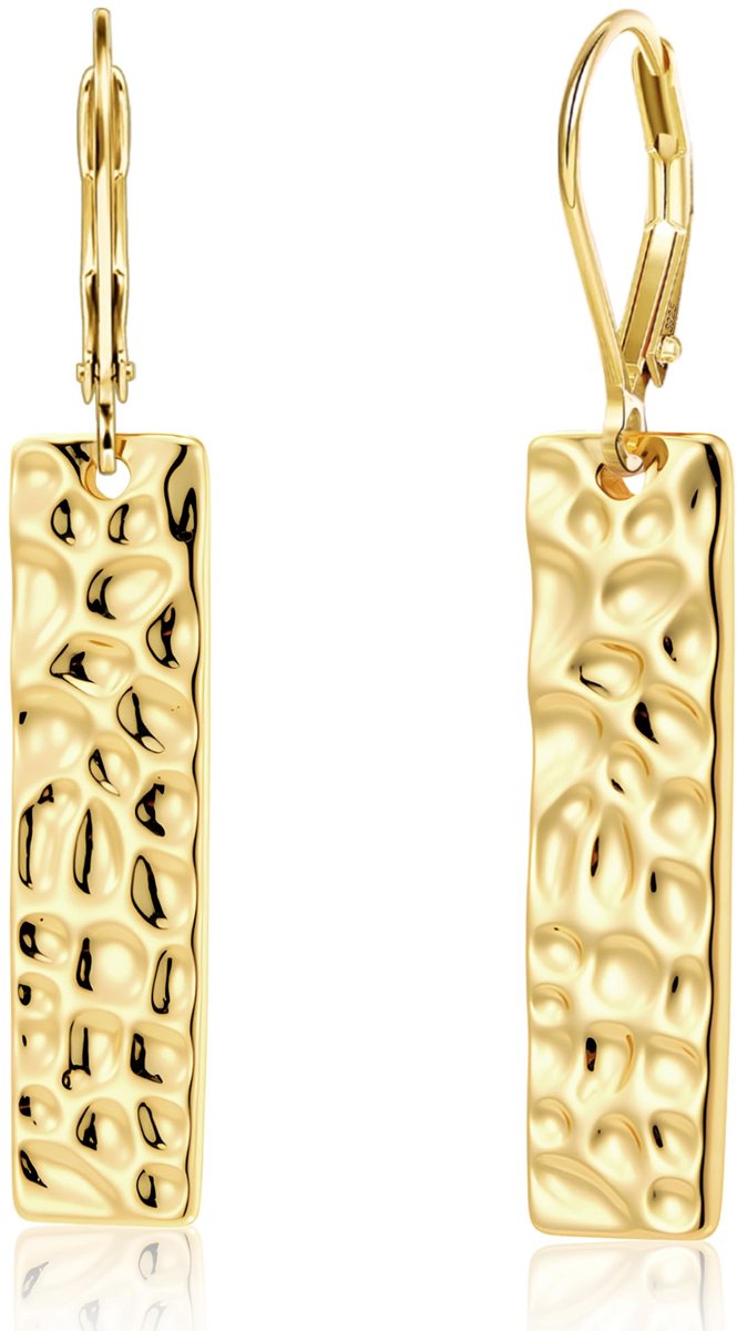 Oorbellen, 14k vergulde gehamerde oorbellen, sterlingzilver 925 Franse haakjes, gouden boho-sieraden voor dames