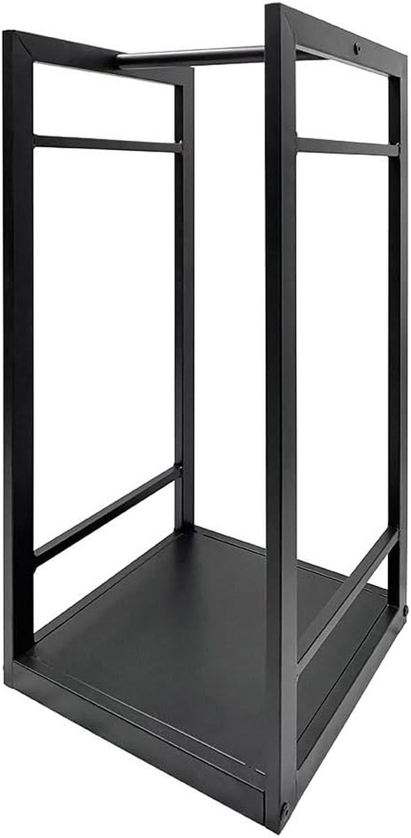 Houtopslag - Haardhoutrek - Haardhout Opslag - Robuuste Stalen Constructie - 33 x 33 x 68 cm - Zwart