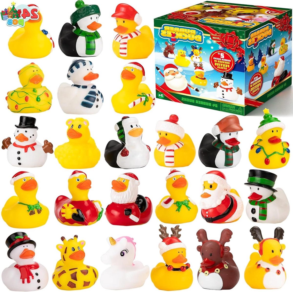 Rubber Eendjes - Feest Eendjes - Feestdecoratie Kinderen - Set van 24 - 480 g - Geel