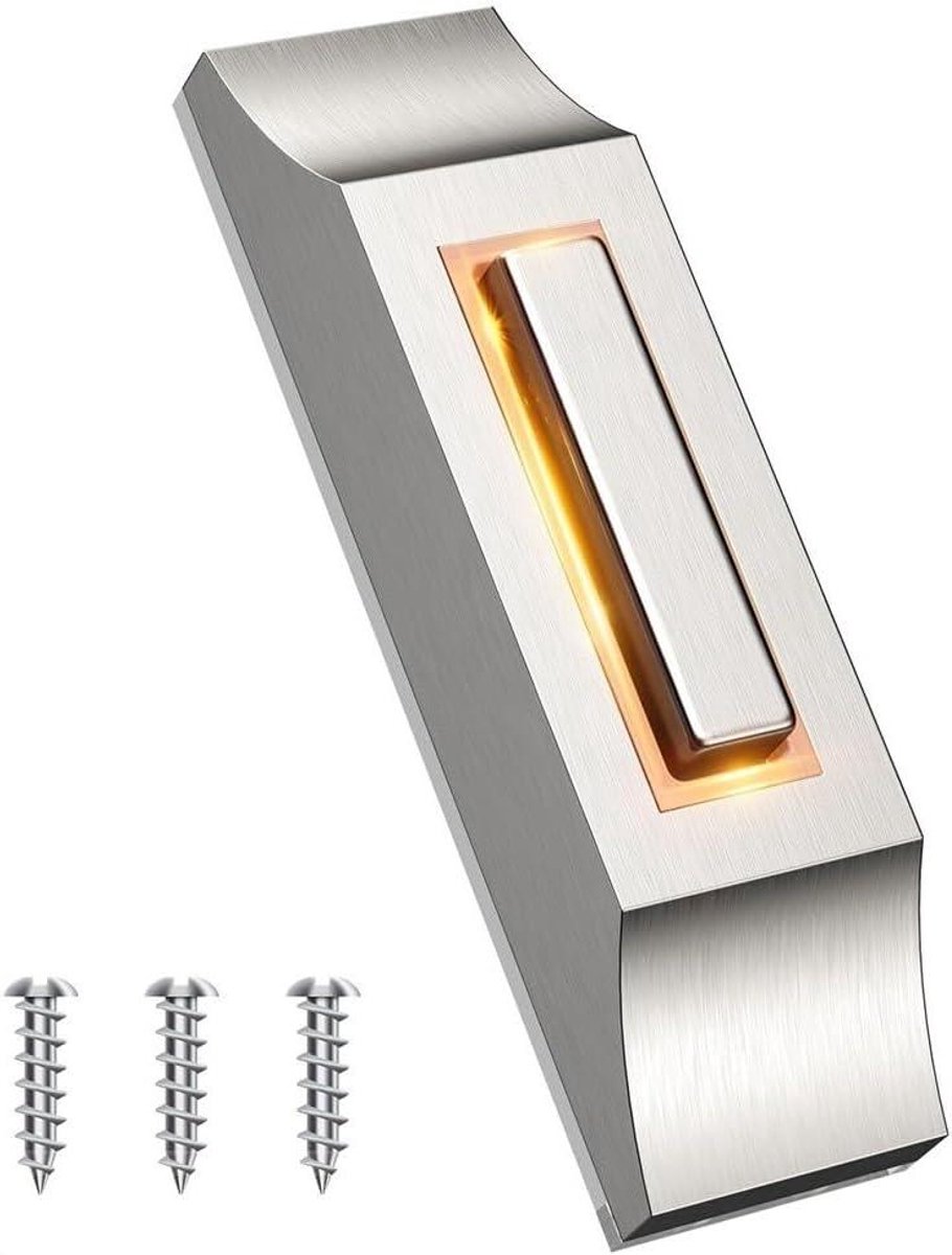 Deurbel Drukknop - Bedrade Knop - Toegang Verlenen - Verlichte Indicatie - Compact Formaat - Zilverkleurig