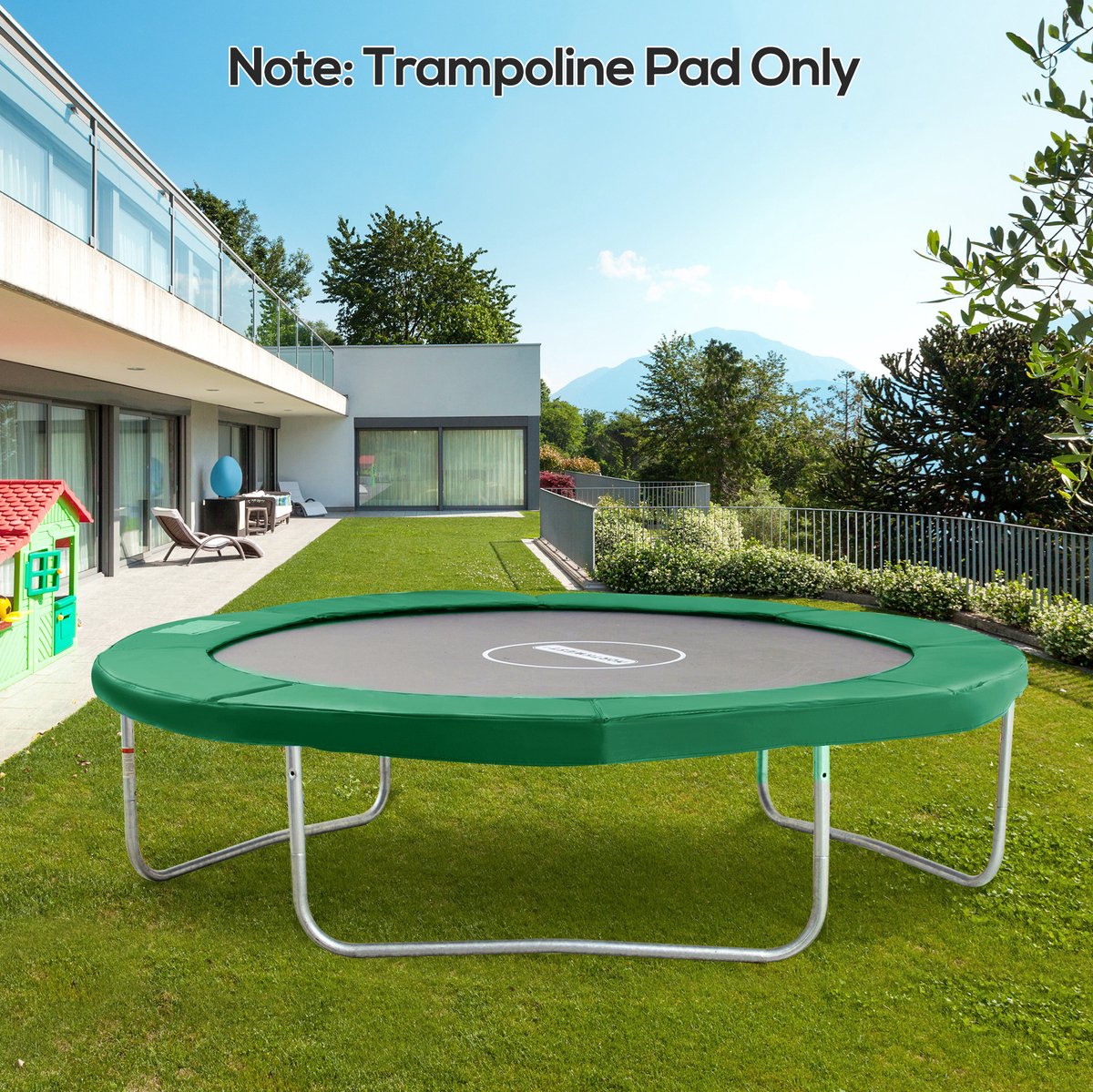 MEUNIQ trampolin randafdekking set Ø 305 cm met veiligheidsnet en weerhoes 15 mm EPE vulling PVC beschermrand voor ronde trampoline