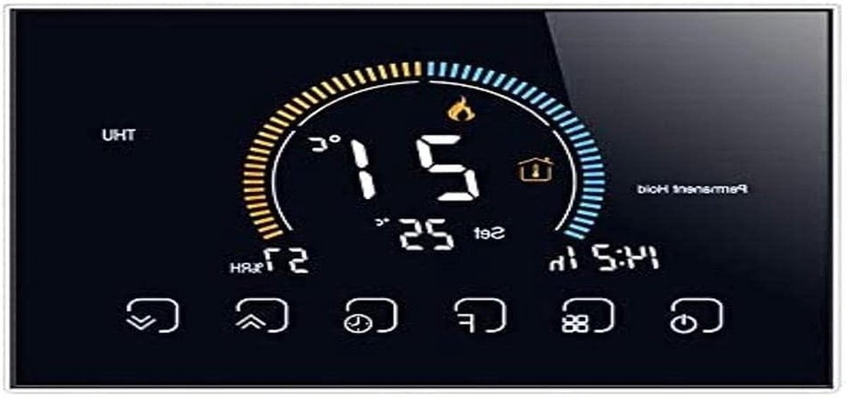 Slimme Thermostaat - Wi-Fi Regelaar - Verwarming Regelen - Intuïtief Kleurendisplay - 48 Inch Scherm - Zwart