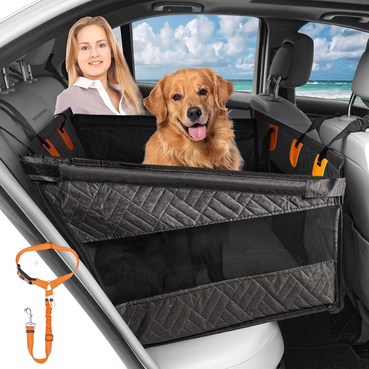 Honden autostoel - Reisbed - Veilig reizen - Harde bodem - 72 cm breed - Zwart