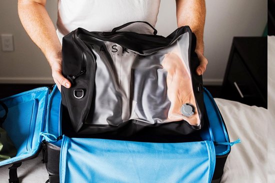 Vacuüm Packing Cubes - Reisorganizer Kledingzakken - Bagage Comprimeren - Inclusief Mini Vacuümpomp - 2XL - Zwart en Olijfgroen — afbeelding 3