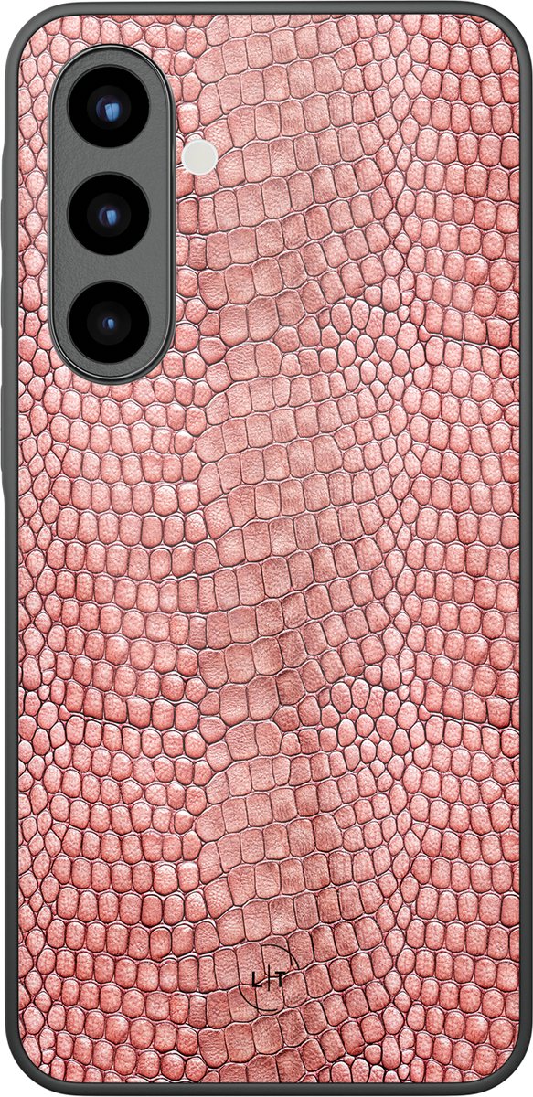 Hoesje geschikt voor Samsung Galaxy A56 - Blush croco - Luxe Glazen Hardcase - Slangenprint - Roze