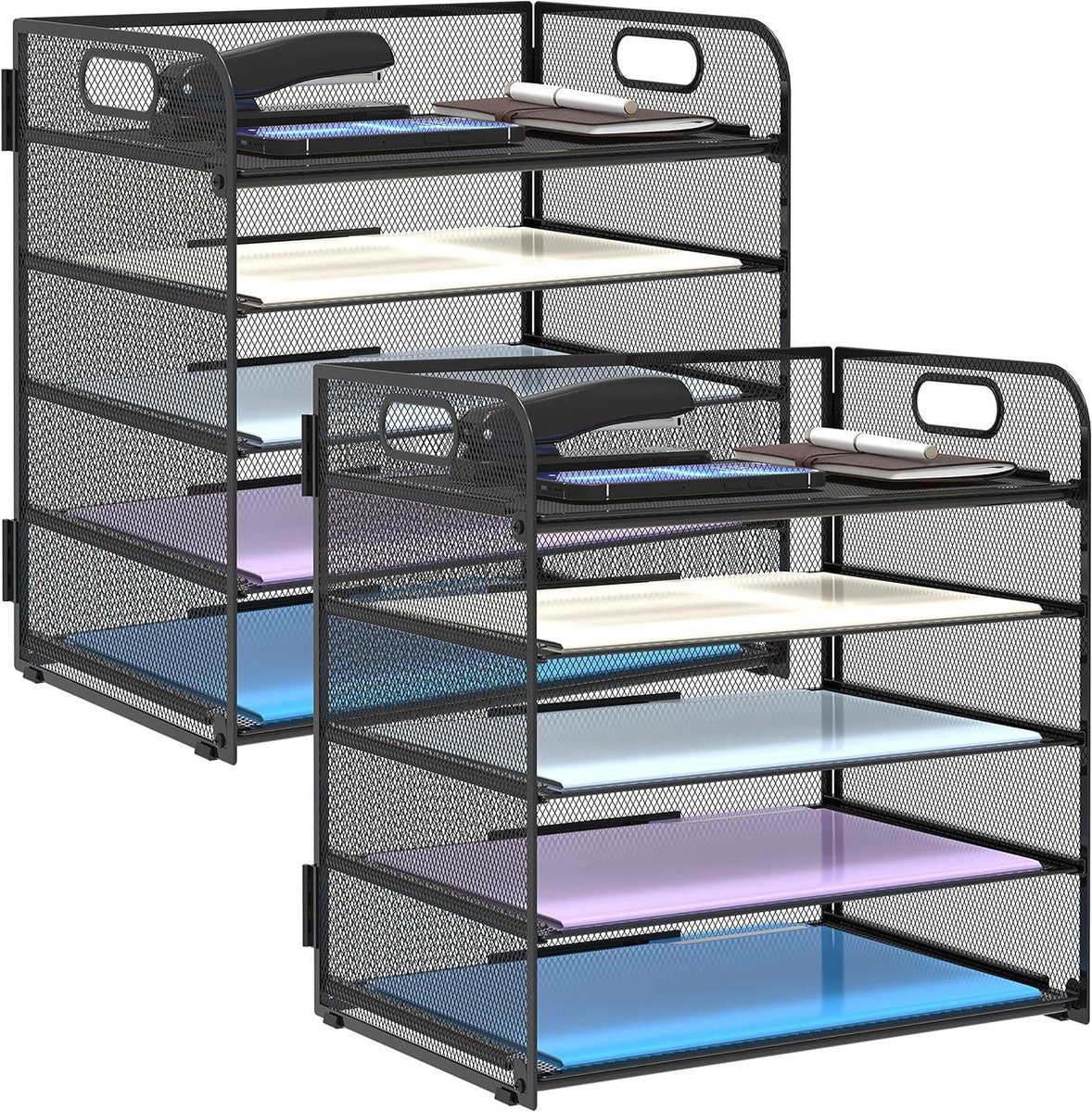 Bureau Organizer - Papier Organizer - Documenten Sorteren - Mesh Constructie - 338 x 115 x 35 cm - Zwart