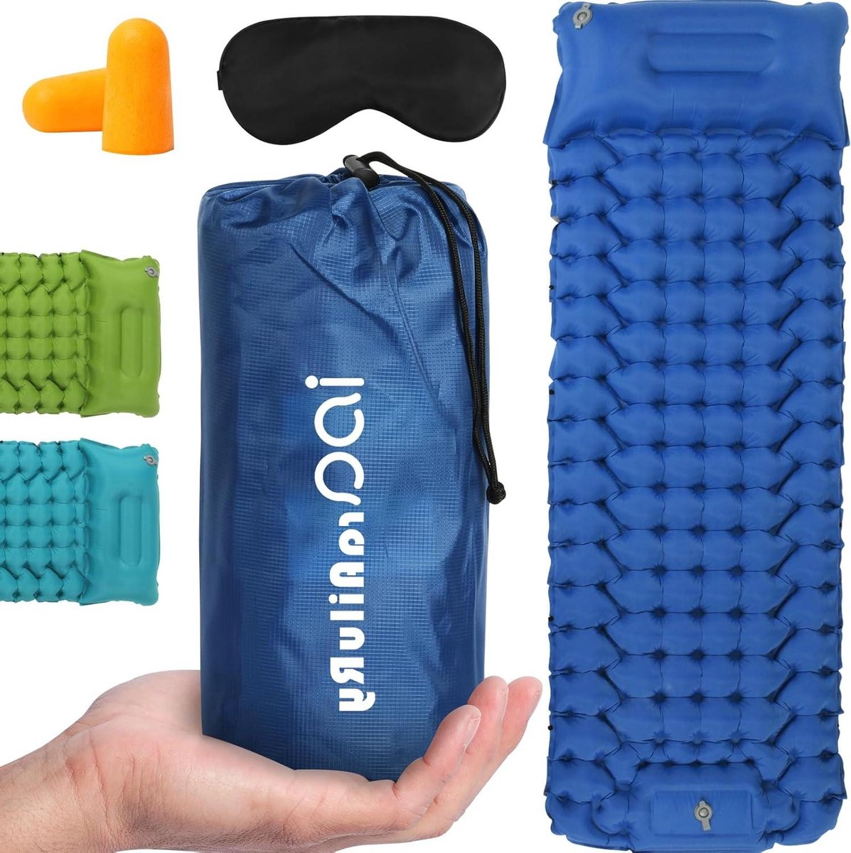 Camping Matras - Luchtbed Slaapmat - Kamperen en Reizen - Met Voetpomp - 196 x 70 x 9 cm - Blauw