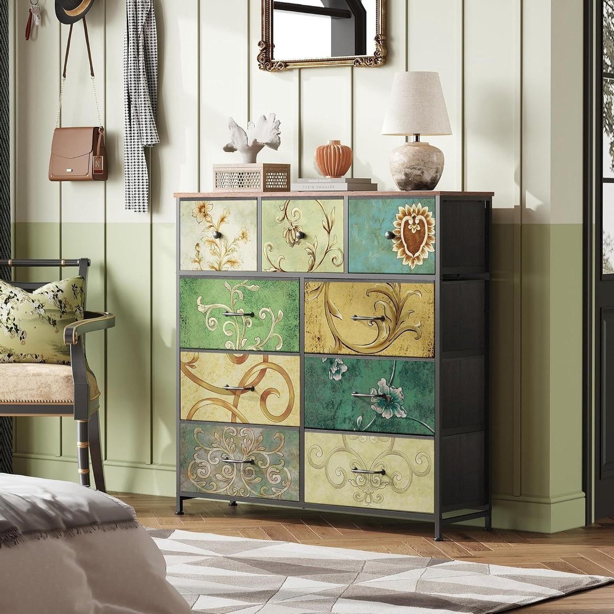 Ladekast met 9 laden - Opbergkast Commode - Kleding Opbergen - Bohemian Design - 100 x 100 x 30 cm
