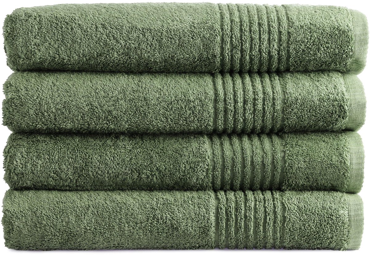 Handdoekenset 70 x 140 cm – (4 stuks) 100% katoen badhanddoeken – Oeko-Tex Made in Green gecertificeerd | 600 g/m² | Zacht & absorberend badhanddoekenset – Premium kwaliteit - Groen