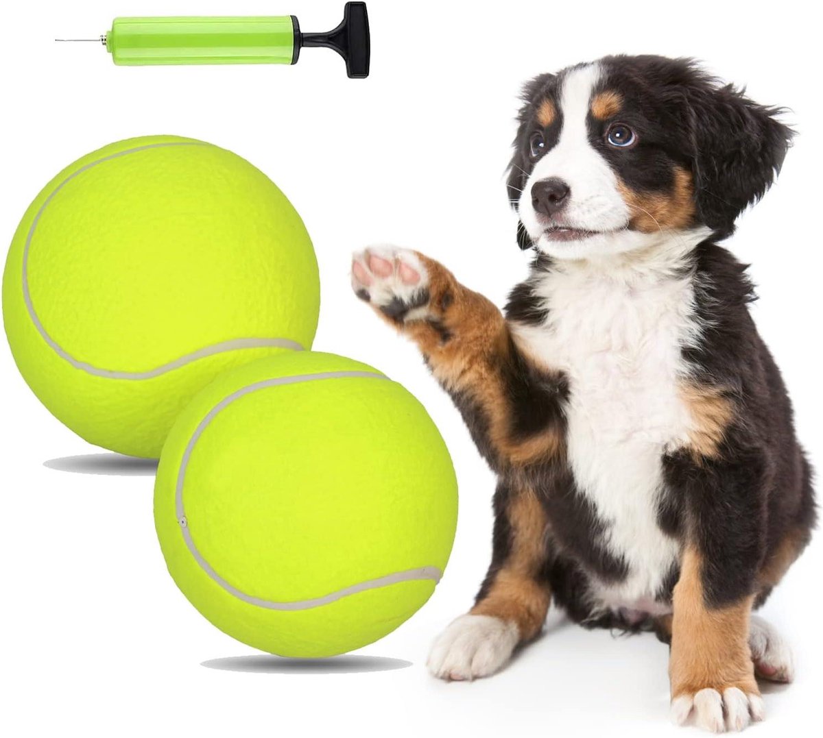 Honden Tennisballen - Grote Ballen - Buiten Spelen - Niet-giftig Natuurrubber - 20cm en 24cm - Geel