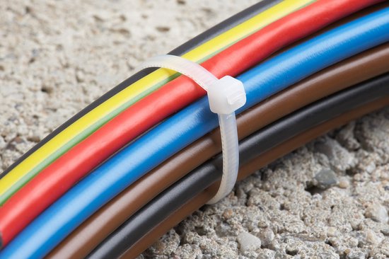 Kabelbinders assortiment 250-delig - wit - verschillende maten - 100/200 / 300 mm - stevig nylon - vormvast/kabelbinderset voor bundelgoederen/kabelverbinders / 7452470 — afbeelding 5