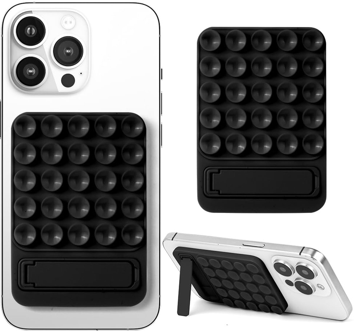 Telefoonhouder met zuignap, siliconen zuignap telefoonhoes mount, veelzijdig inzetbare telefoonhouder, zelfklevende zuignapmat voor alle mobiele telefoonmodellen, zwart