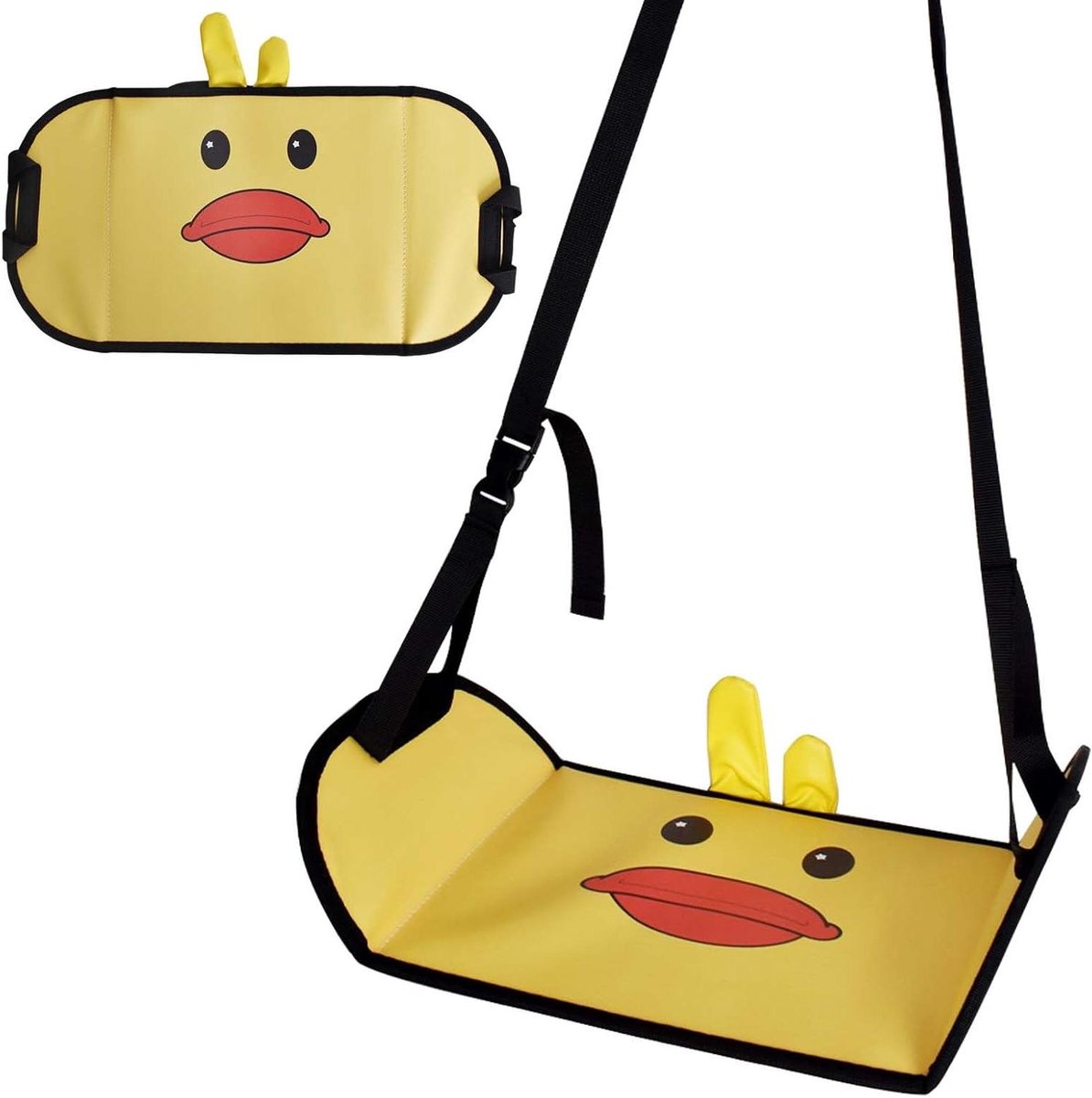 Voetensteun Vliegtuig - Reishangmat Kinderen - Comfortabel Reizen - Verstelbare Bandjes - 46 x 24.5 cm - Geel