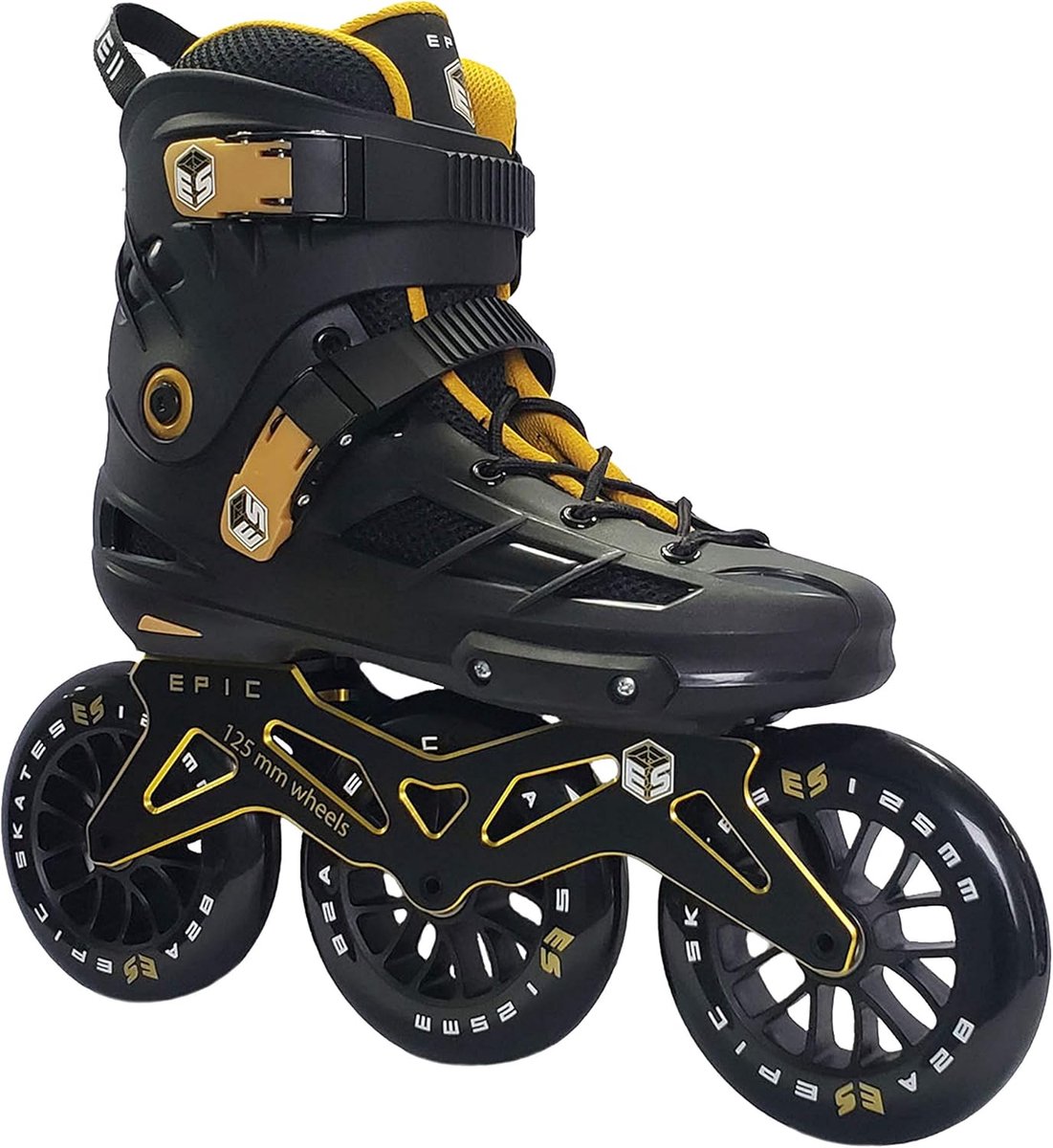 Inline Skates - Snelheidsschaatsen - Snel Skaten - Vliegtuig Aluminium Frame - 125mm Wielen - Zwart Goud