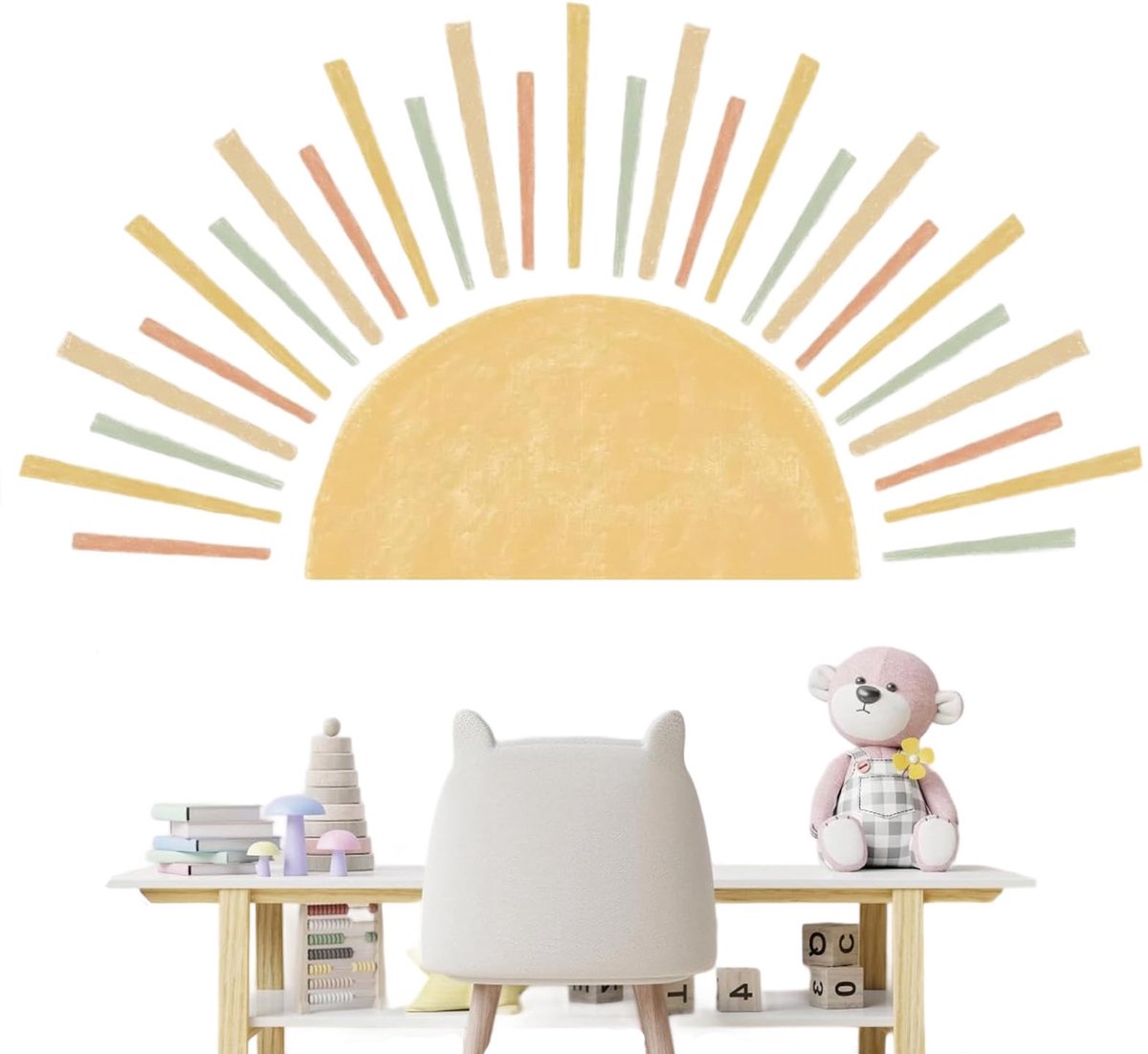 zon boho muursticker boho zonsopgang muursticker kinderkamer wanddecoratie voor meisjes, slaapkamer, babykamer, woonkamer