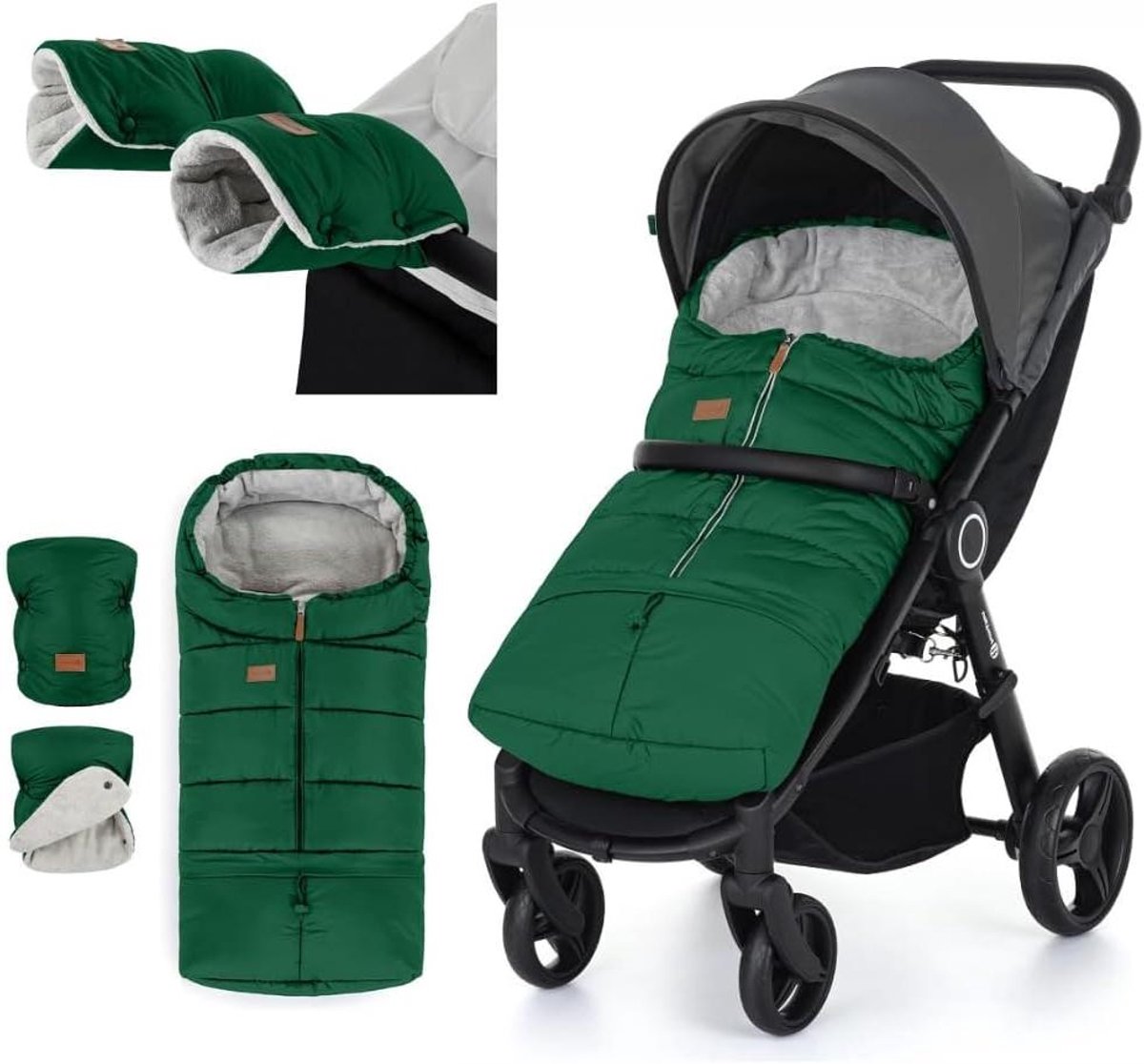 Voetenzak Kinderwagen - Buggyslaapzak Winterzak - Baby Comfort Warm - 3-in-1 Verstelbaar - 110 cm Extra Lang - Groen