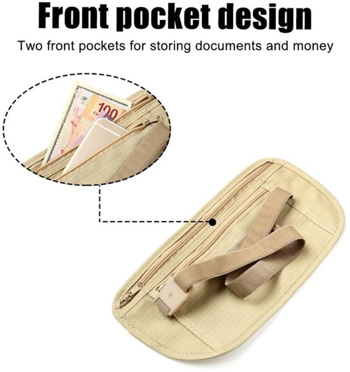 SPHProducts - Geldriem - Anti-diefstal - Verstelbare riem - Kaki