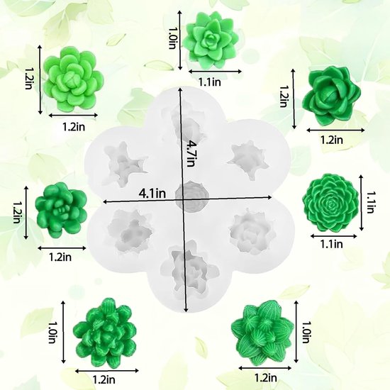 3D Kaarsenmal Bloemen Siliconen Vorm Bloemen Siliconenmallen Kaarsen Gietmallen Fondant Mold (Kaktussen en Rozen Mallen) — afbeelding 2
