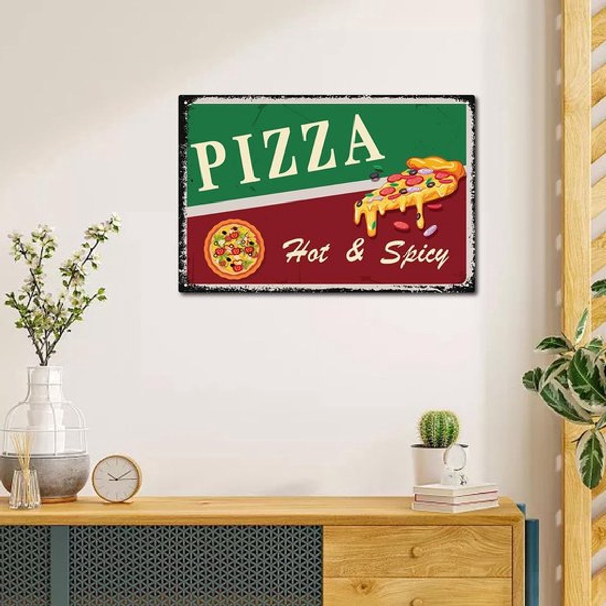 Dailygoody - Pizza vintage metalen bord - Retro wanddecoratie