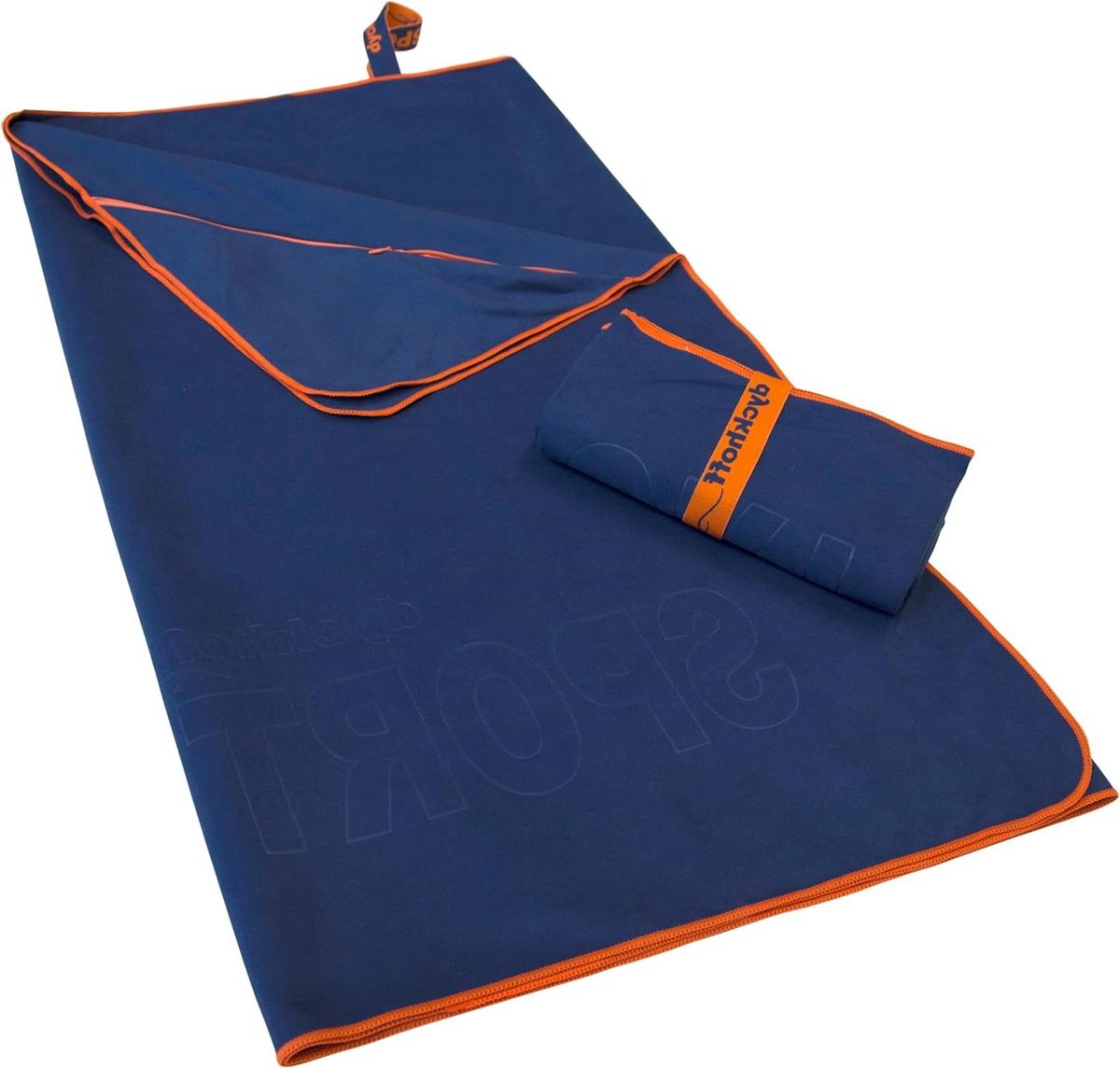 Microvezel Sporthanddoek - Sneldrogende Handdoek - Reizen en Sport - Met Ritsvak - 60x120 cm - Donkerblauw