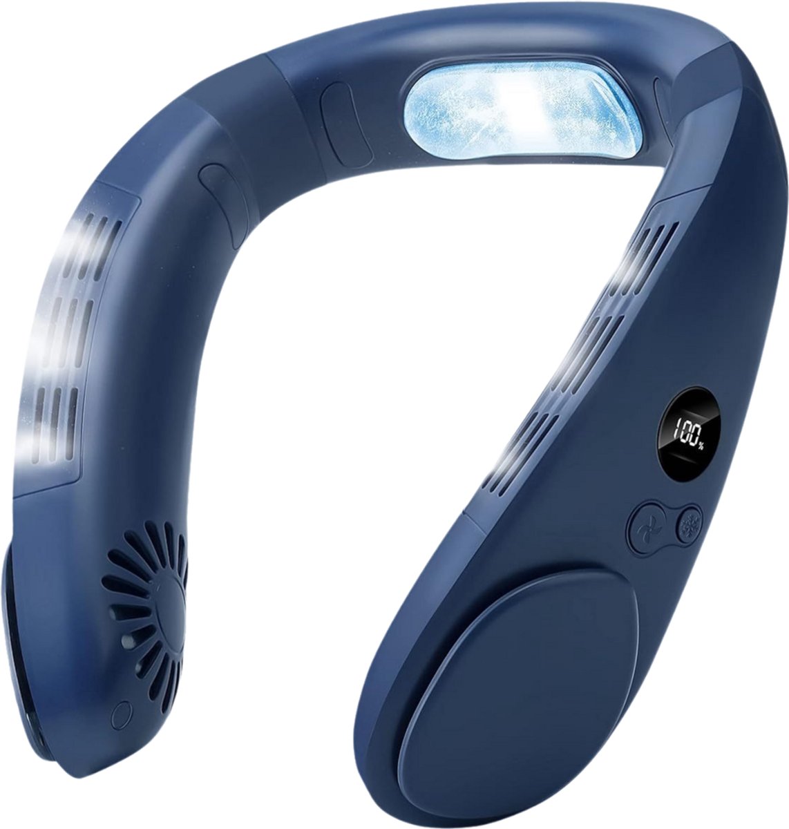 Nekventilator, 3 snelheden, draagbare nekventilator met koelplaat, 4400mAh oplaadbare persoonlijke ventilator, bladenloze nekventilator voor dames en heren, wit