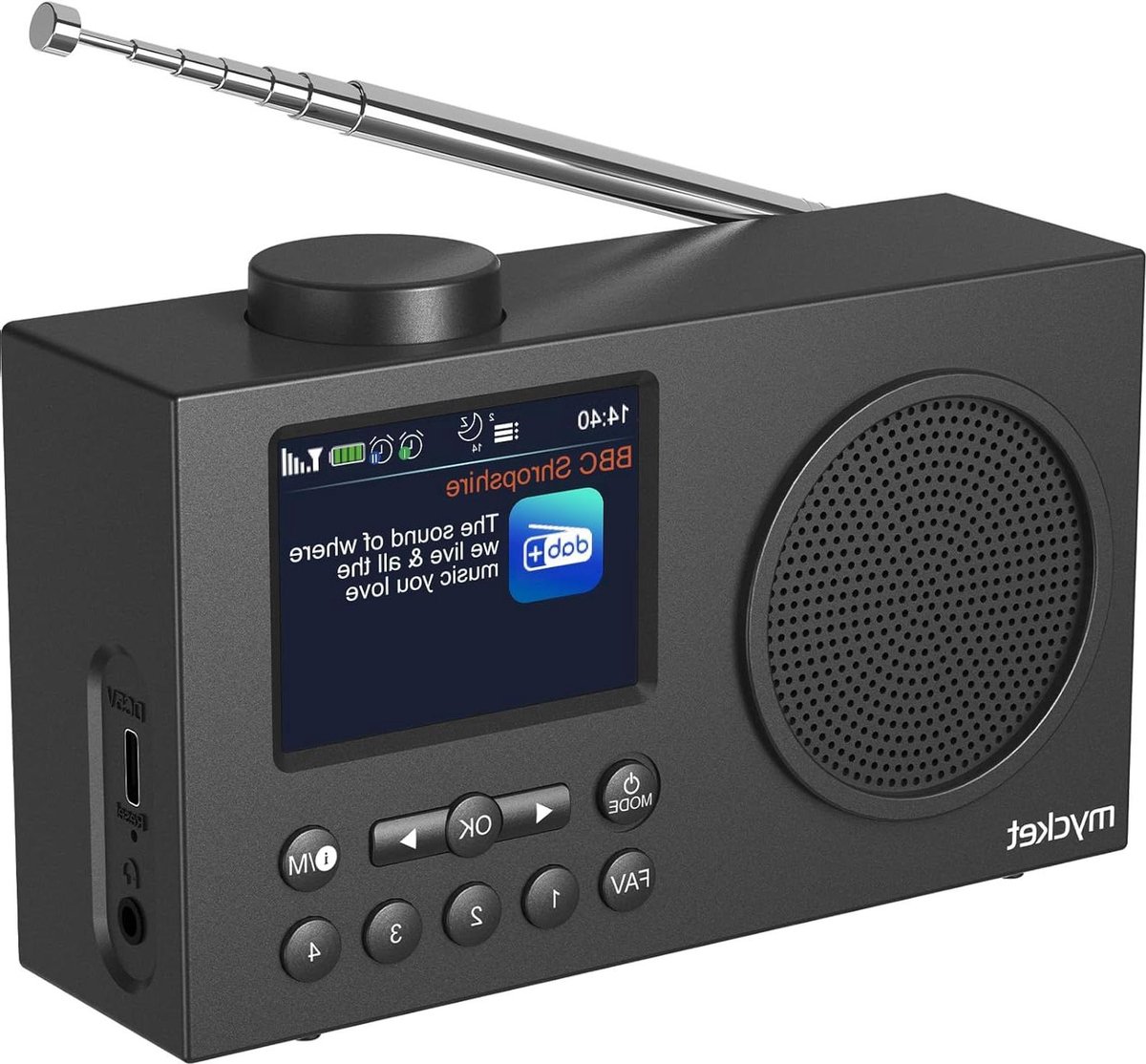 DAB Radio Draagbaar - Digitale Radio FM Radio - Muziek Luisteren - Bluetooth 5.0 Connectie - 2.4 inch Kleurendisplay - Houtkleurig