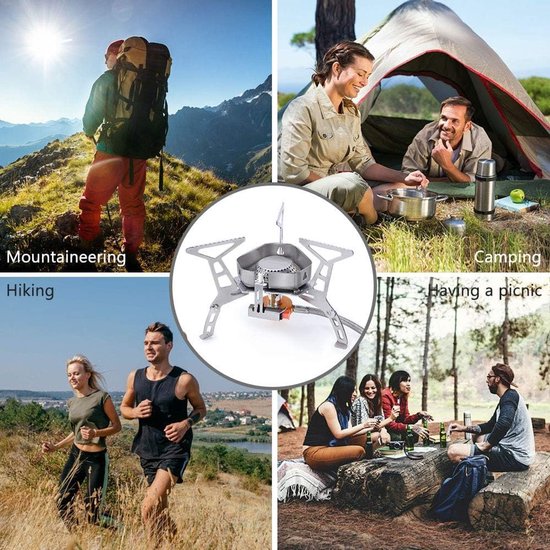 Camping Gasbrander - Outdoor Kooktoestel - Kamperen Koken - Opvouwbaar Met Piezo - 15.5 x 15.5 x 9.5 cm - Zilver van Camping — afbeelding 4