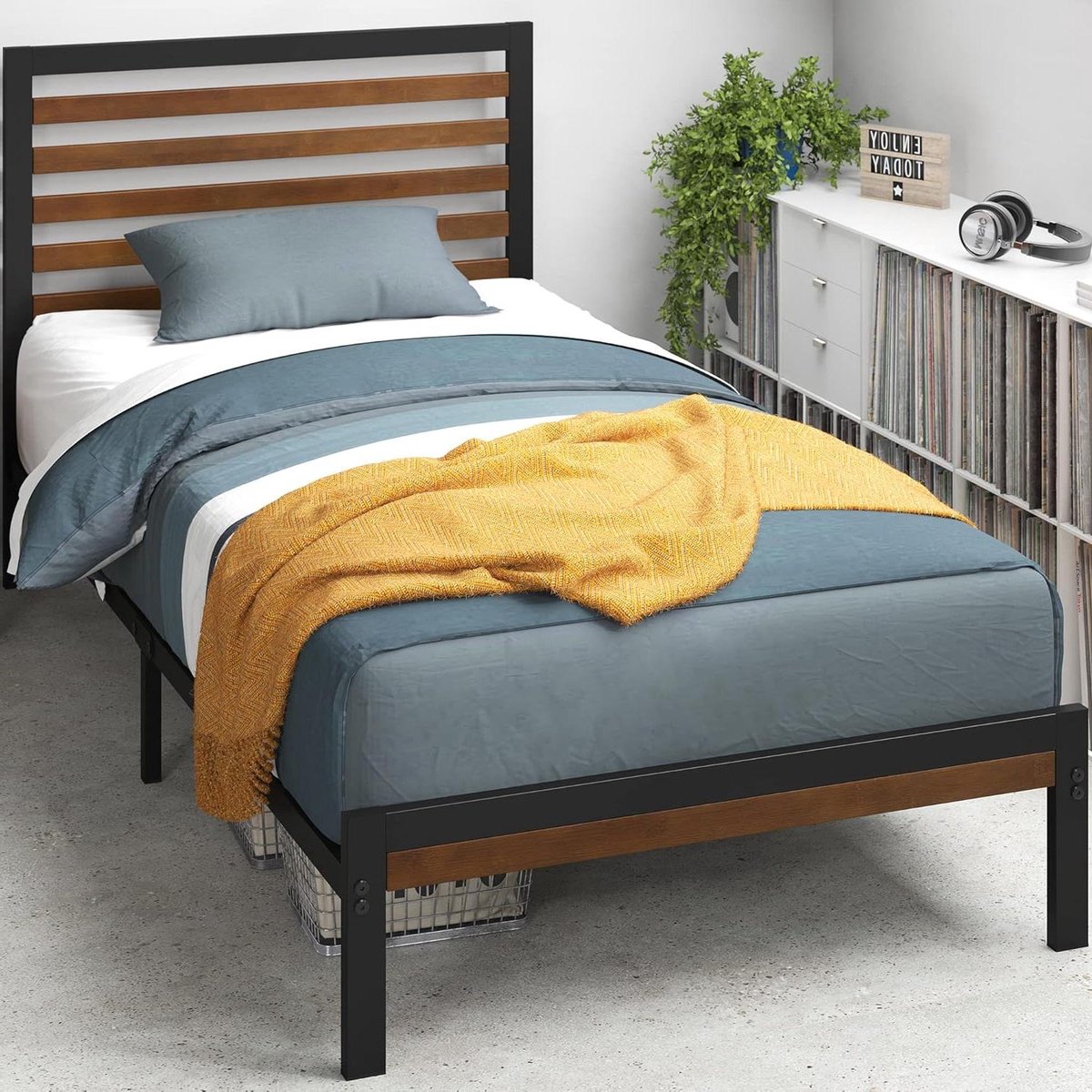 Houten Bedframe - Platform Bed - Slaapkamer Inrichten - Massief Hout - 90 x 190 cm - Kersen