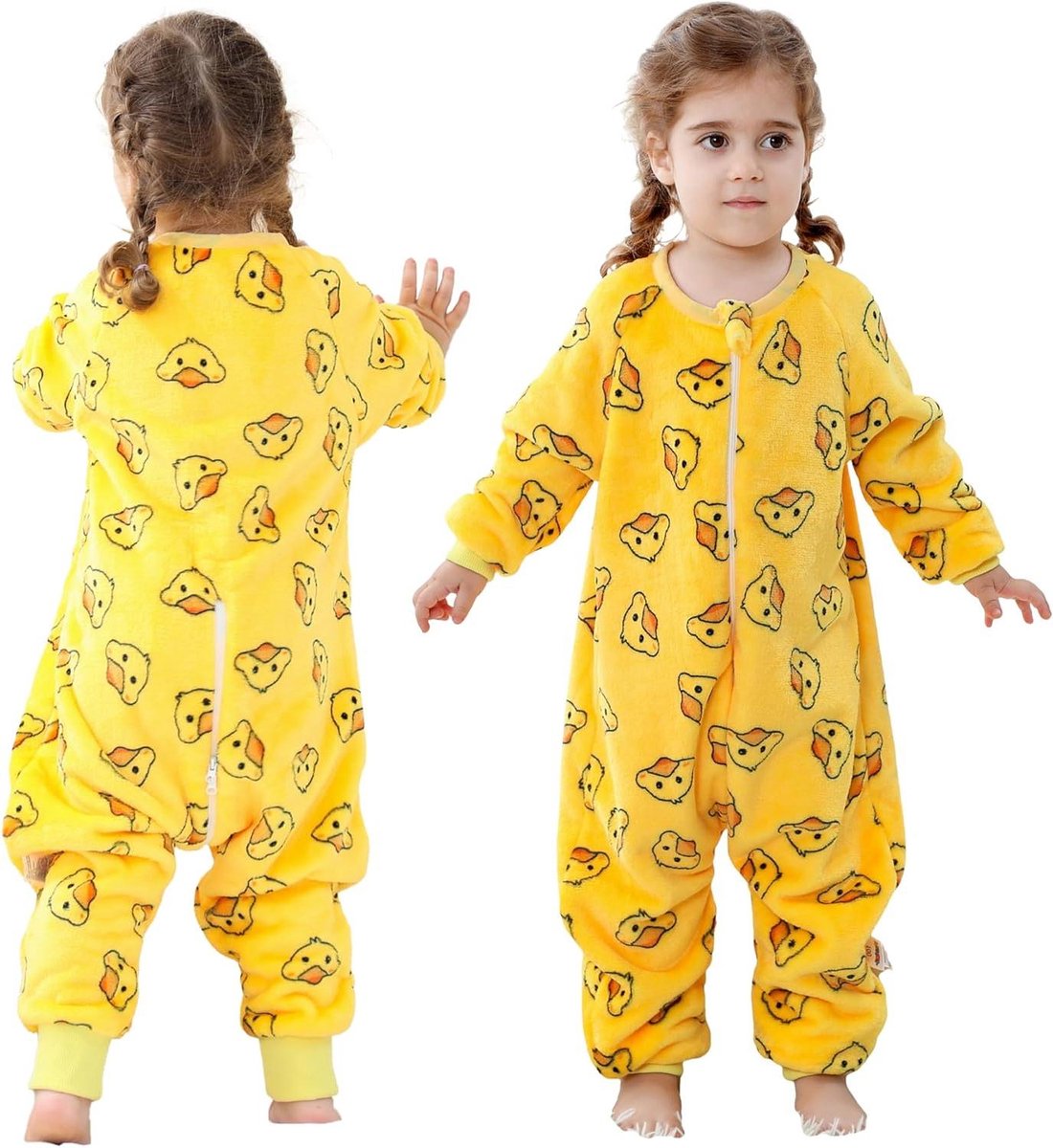 Babyslaapzak met voeten - Trappelzak Flanel - Warm Slapen - Gedeelde voeten - 25 TOG - Eendendruk