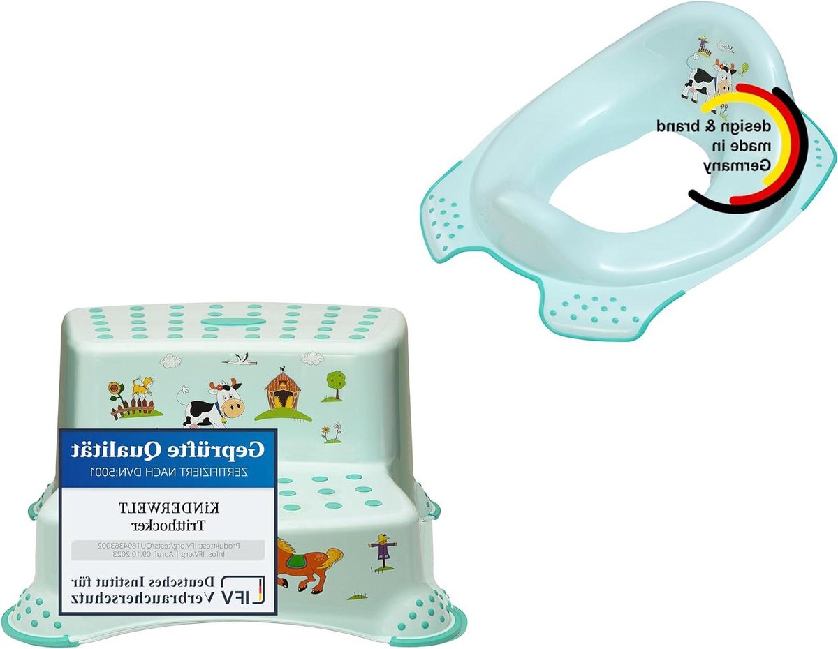 Toiletverkleiner en Kruk - Kinder wc-bril Opstapje - Zindelijkheidstraining - Antislip en Ergonomisch - 30x40x15 cm - Aquamarijn