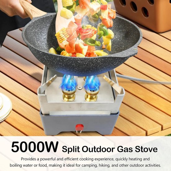 Camping Stove - Outdoor Gas Burner - Outdoor Cooking - 5000W Power - 12 x 12 x 11 cm - Grey — afbeelding 3