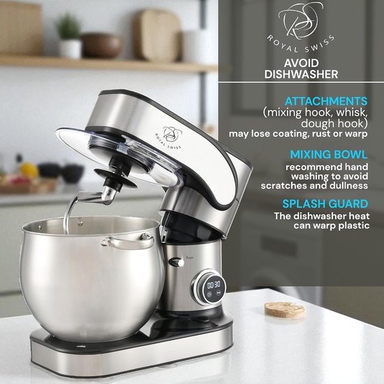 Keukenmachine - Mixer Deegmachine - Bakken en Koken - Krachtige Motor - 12 Liter - Zilver — afbeelding 3