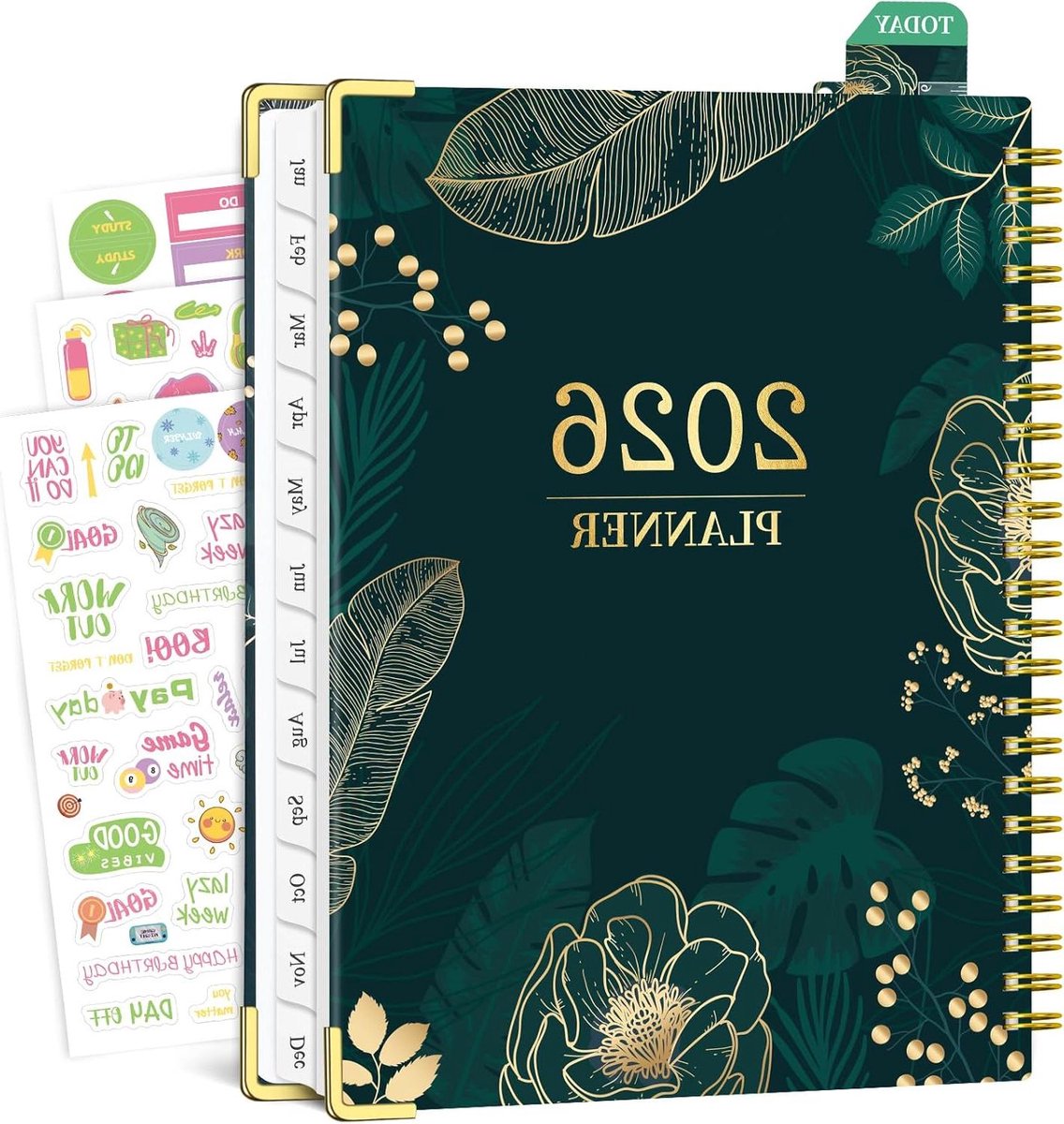 Planner 2026 - Agenda Kalender - Tijd Beheer - Week en Maand Overzicht - A5 165x224 cm - Groen