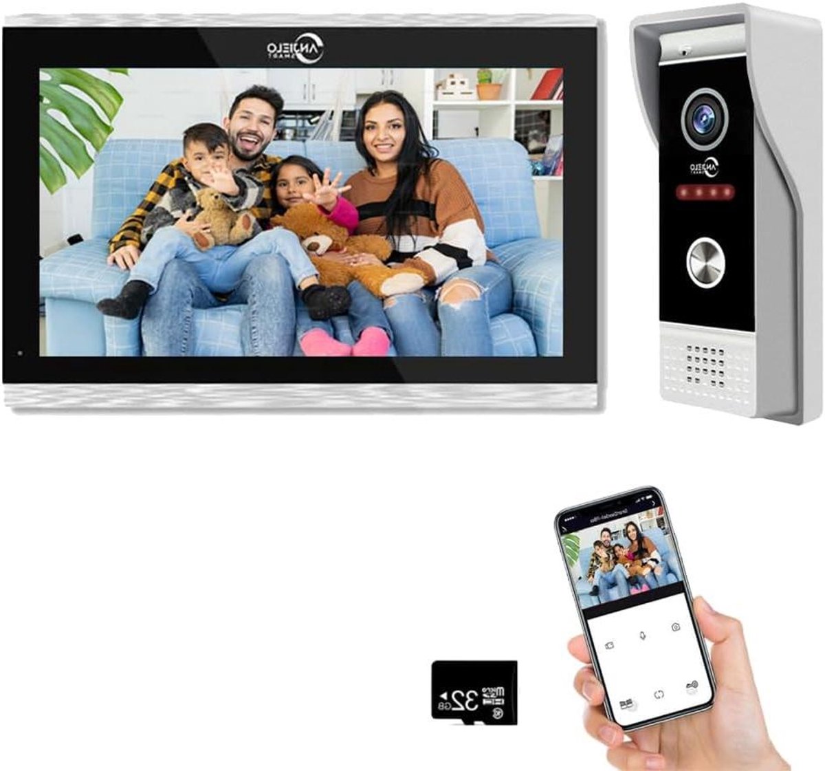 Videodeurbel met Touchscreen - Intercom Systeem - Bezoekers Herkennen - PIR Bewegingsdetectie - 10 inch Scherm - Zwart