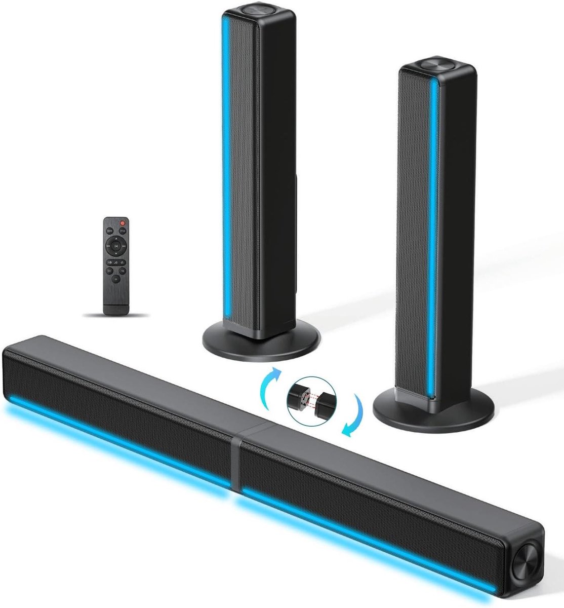 Soundbar met RGB LED - 2.1CH Bluetooth Speaker - Home Theater Geluid - Afneembaar 2-in-1 Ontwerp - 34 Inch Speaker