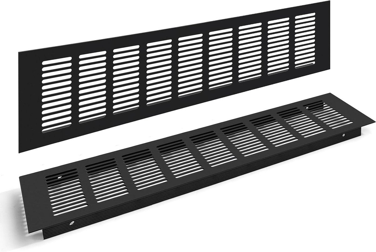 Ventilatierooster Aluminium - Afvoerluchtrooster - Ventilatie Kasten - Corrosiebestendig - 100 x 400 mm - Zwart
