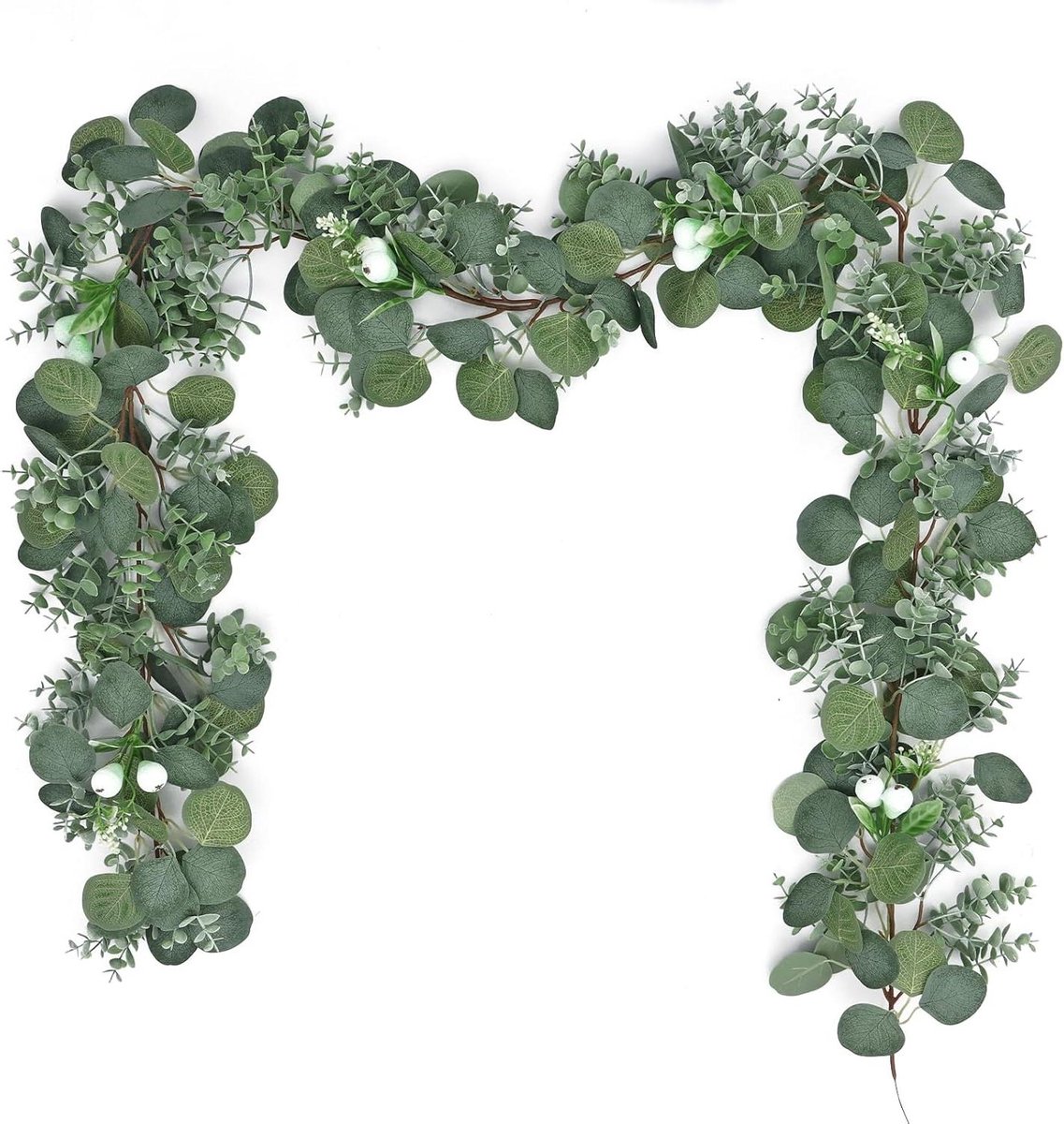 Kunstmatige Eucalyptus Slier - Nep Plant Groen - Decoratie Huis - Realistisch Gebladerte - 180 cm - Groen met Bessen