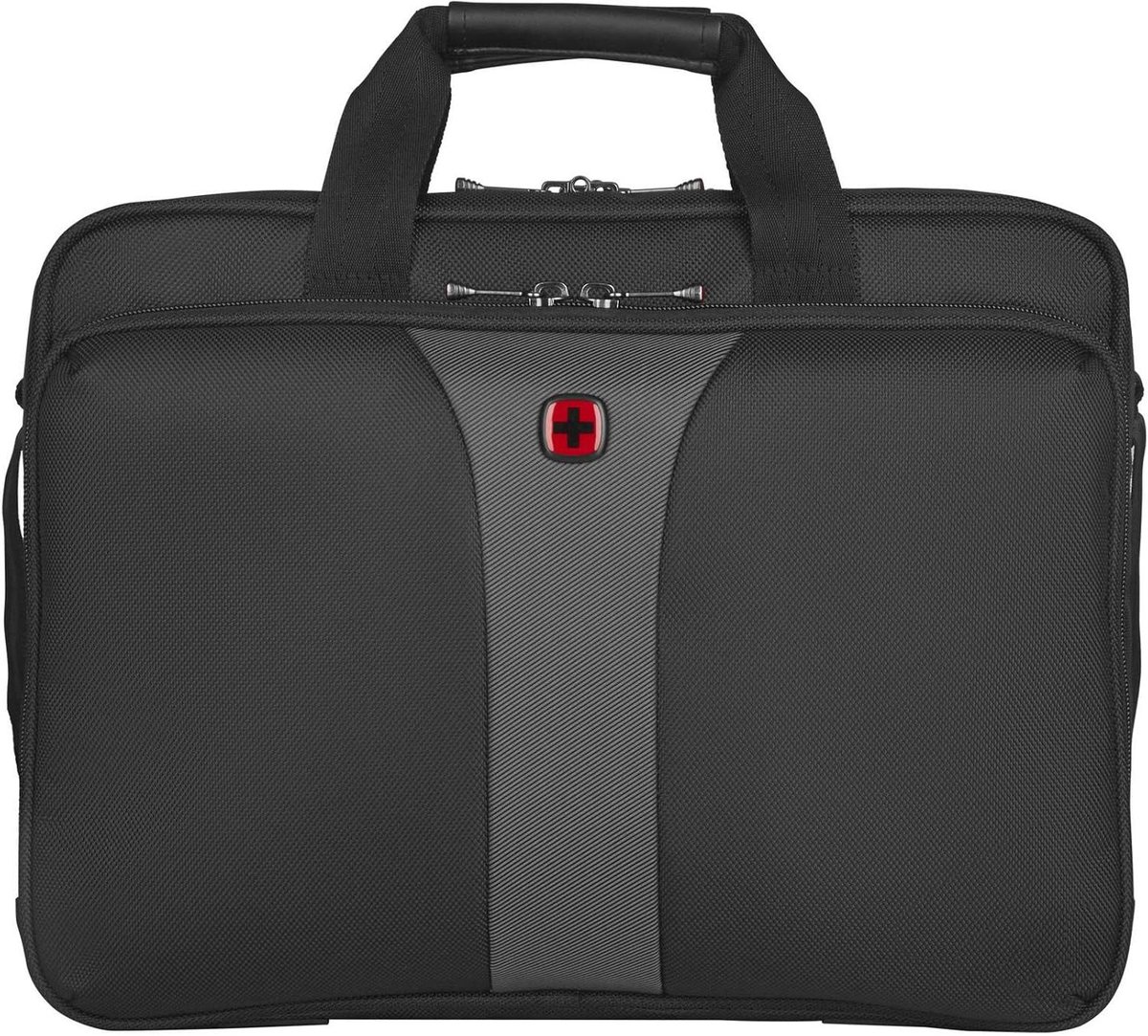 Laptoptas - Schoudertas Notebook - Zakelijk Vervoer - Gewatteerd Compartiment - 17 Inch - Zwart Grijs