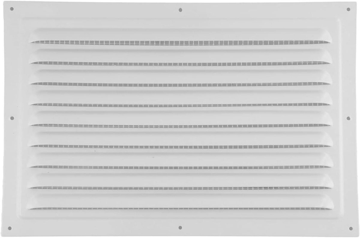 Ventilatierooster met insectengaas - Luchtgrill Afdekking - Ventilatie Verbeteren - Aluminiumlegering - 30 x 20 cm - Wit