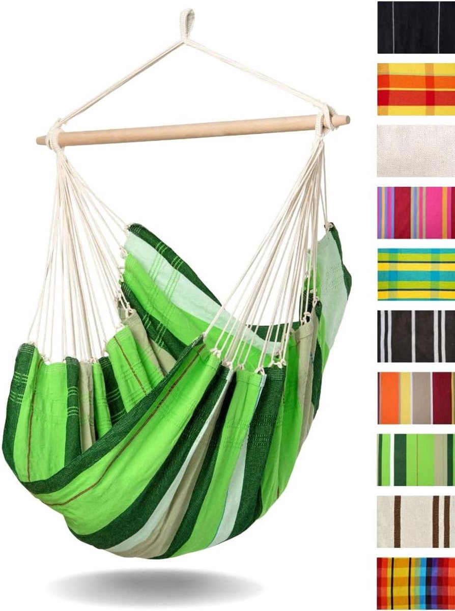 Hangstoel Brasil - Schommelstoel Hangmatstoel - Ontspannen in de tuin - Handgemaakt in Brazilië - 160 x 130 cm - Olijfgroen