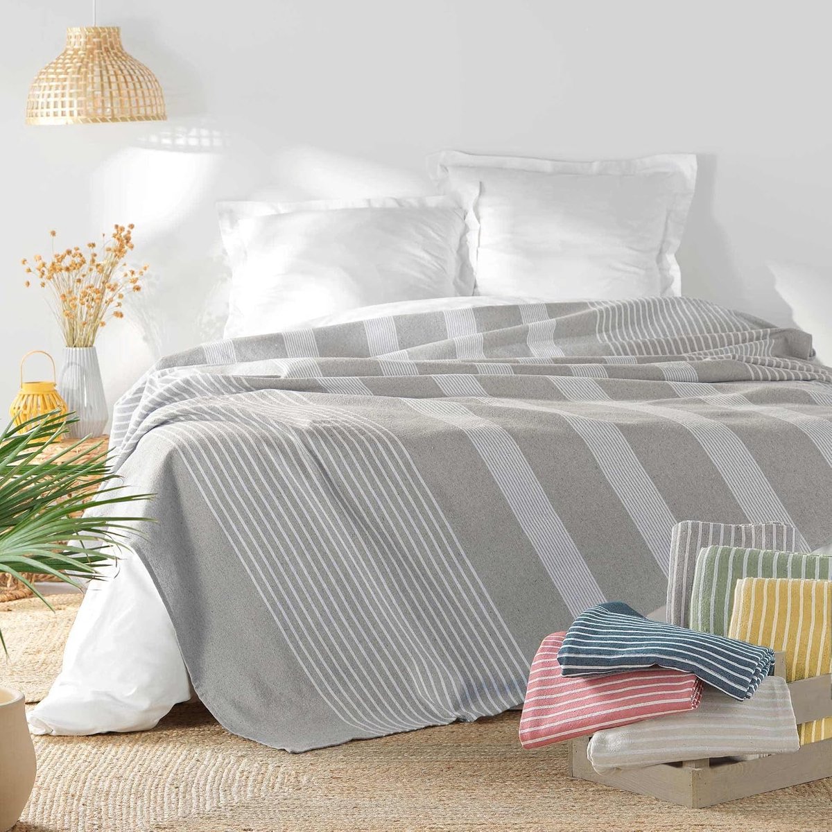 douceur d'intérieur, Sprei (240 x 260 cm) Adele Grijs, Katoen & Polyester Geweven